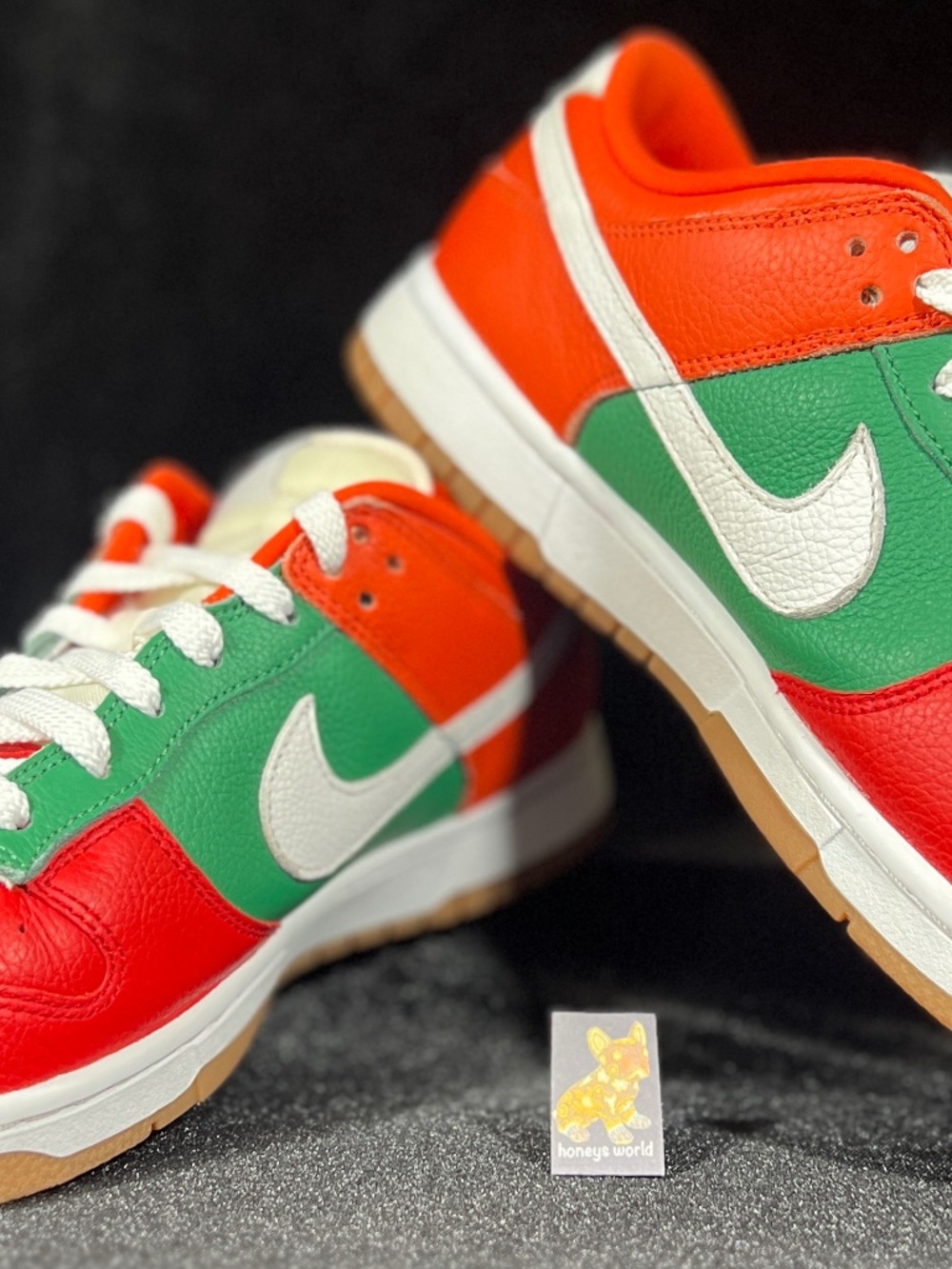 NIKE Dunk Low by You Sneakers | Red Green Orange 7eleven Colorway Shoes | Mens 9